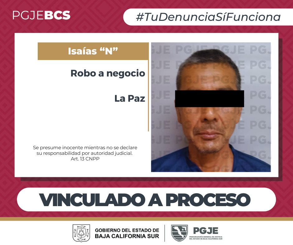 Isaías “N” enfrenta prisión preventiva por robo con violencia en OXXO en La Paz
