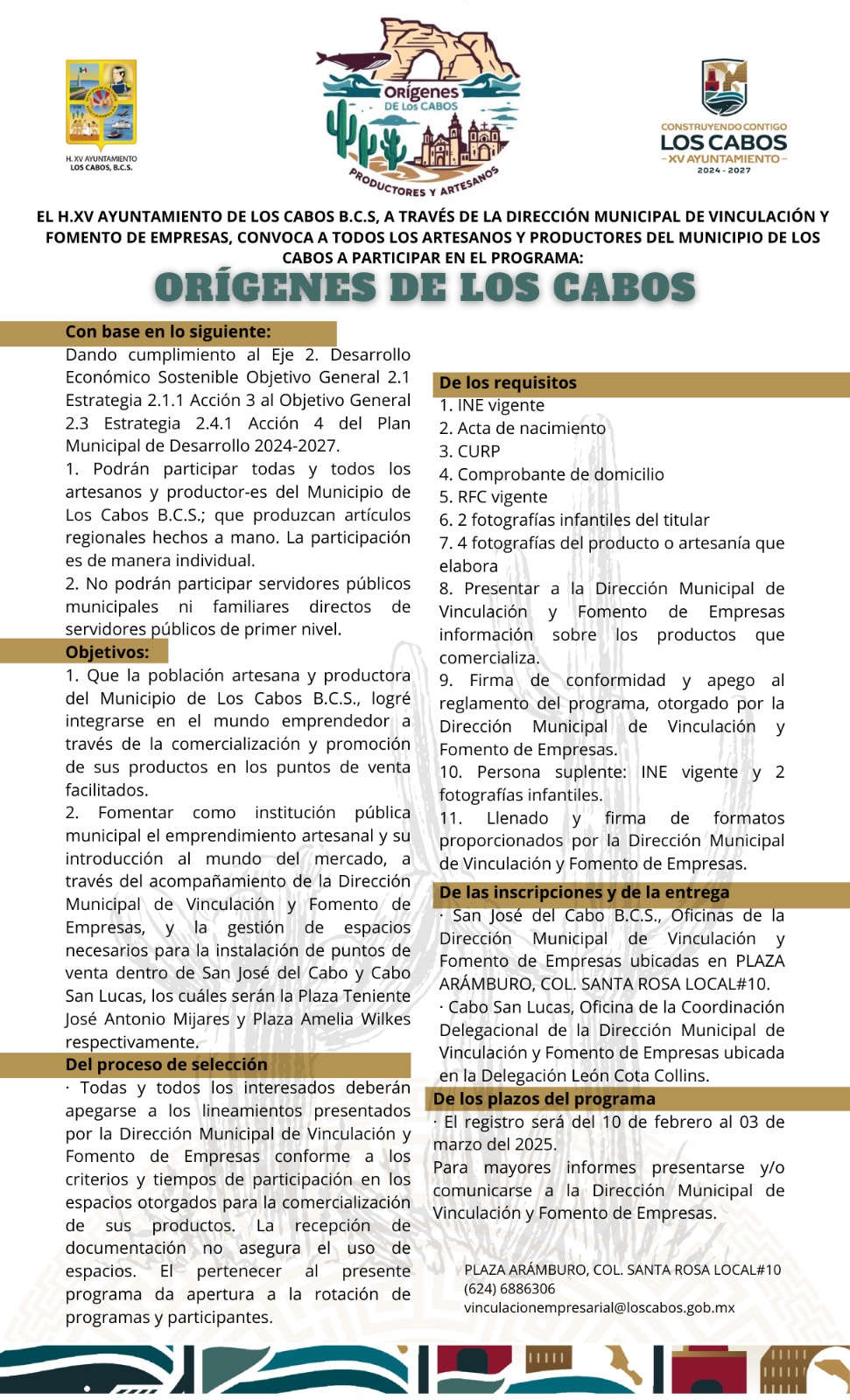 Invitan a artesanos y productores a participar en el programa “Orígenes de Los Cabos”