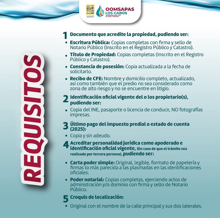 Requisitos para obtener descuentos y regularizar el servicio de agua en Los Cabos