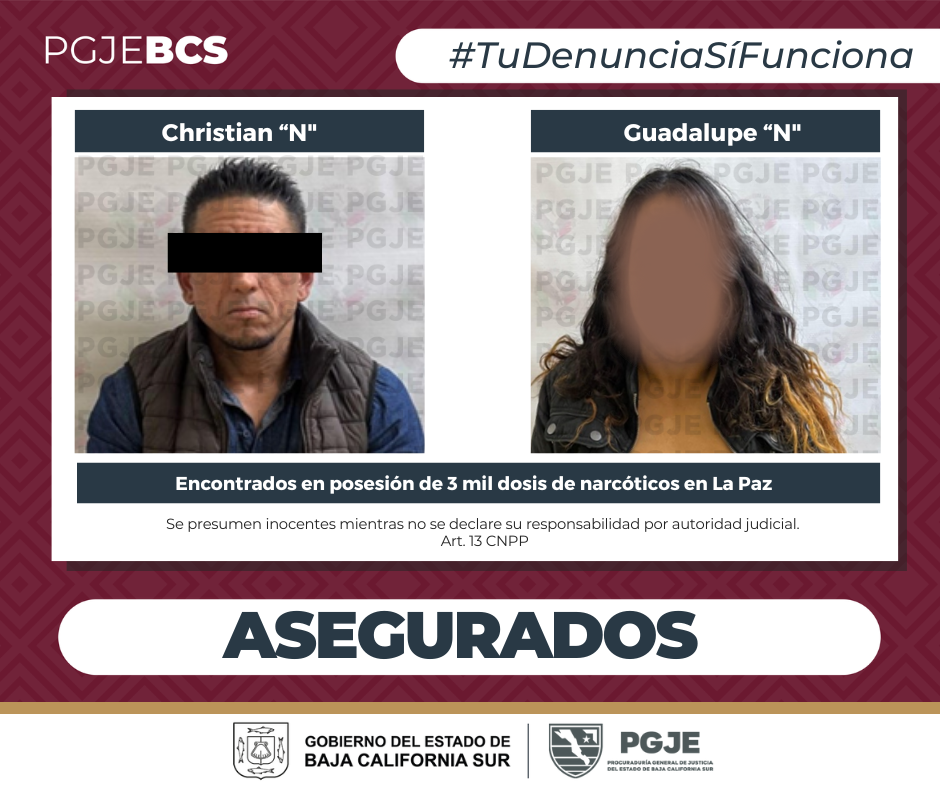 PGJE asegura vehículo y droga durante operativo en La Paz
