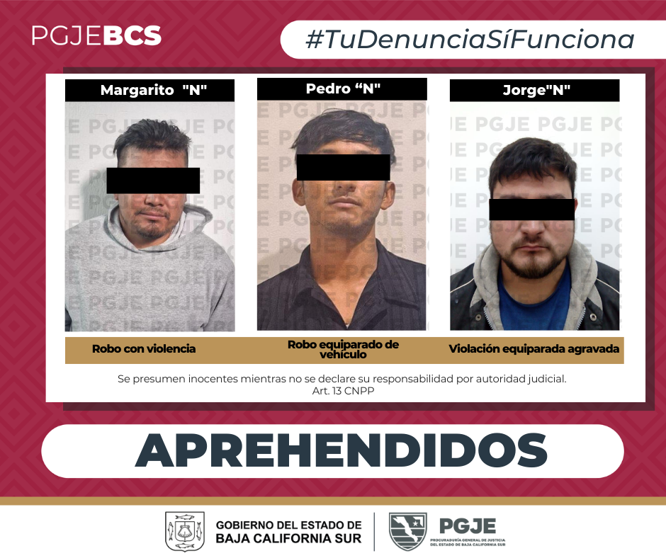 PGJE captura a tres por delitos graves en el estado