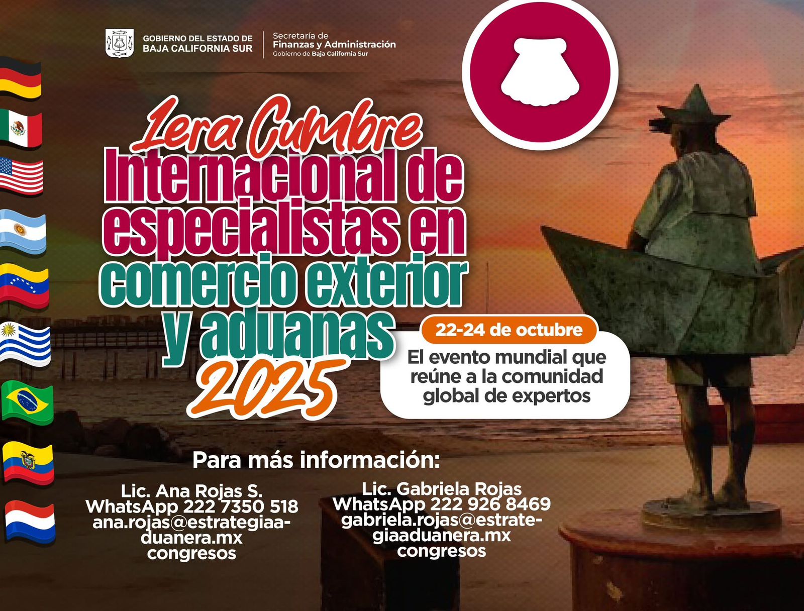 BCS encabezará la Primera Cumbre Internacional de Especialistas en Comercio Exterior y Aduanas 2025