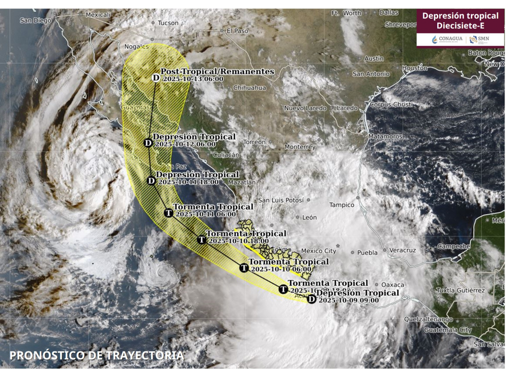 Diecisiete-E podría convertirse en Tormenta Tropical “Raymond”; se prevén efectos en BCS