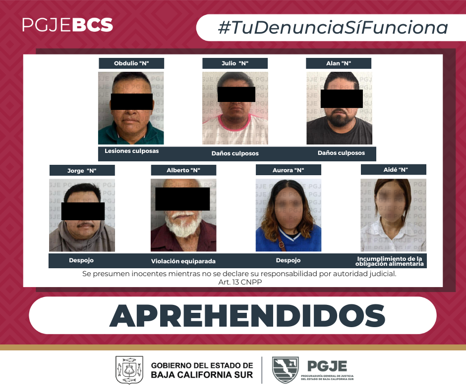 Refuerzan operativos de seguridad: siete detenidos en distintos municipios de BCS