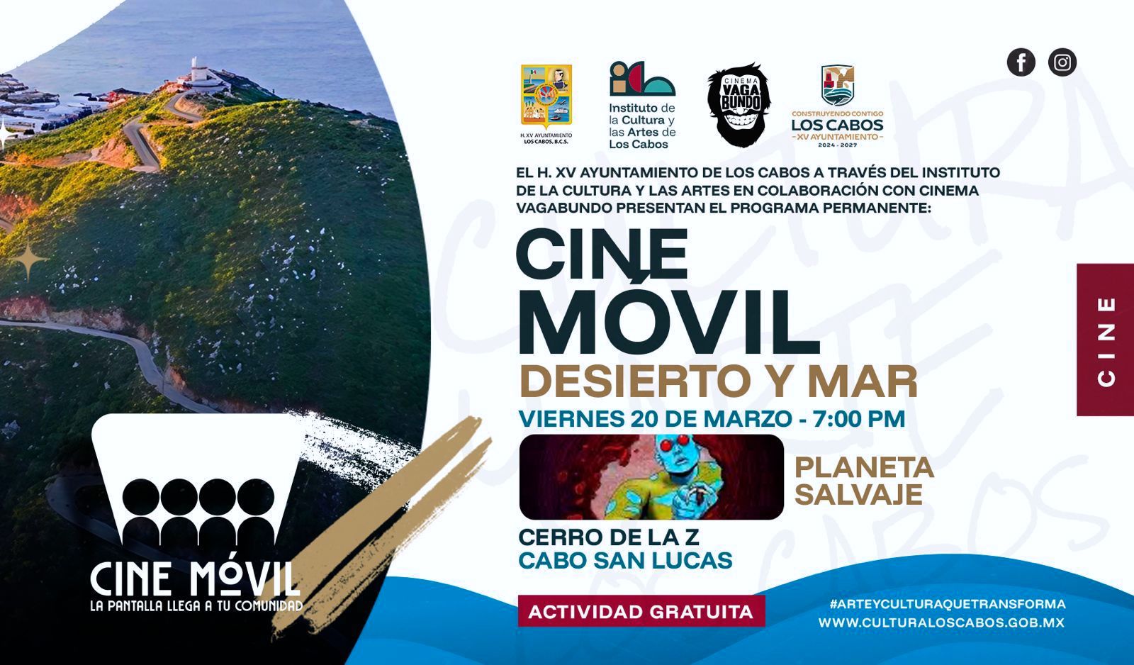 Cerro de la Z albergará por primera vez función de “Cine Móvil: Desierto y Mar” en Cabo San Lucas