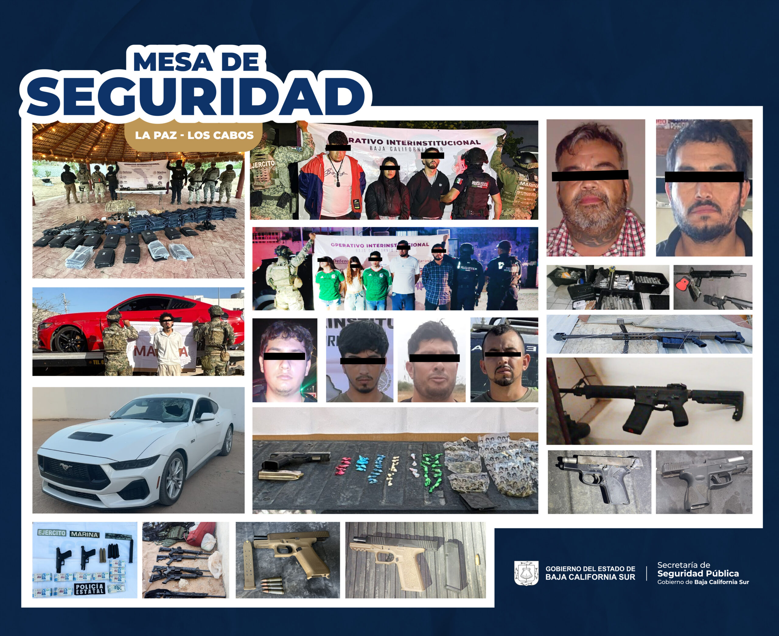 Megaoperativo en La Paz y Los Cabos deja arsenal, explosivos y 17 detenidos