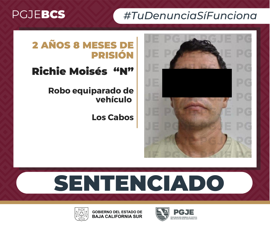 Dictan sentencia por robo equiparado de vehículo tras procedimiento abreviado en Los Cabos