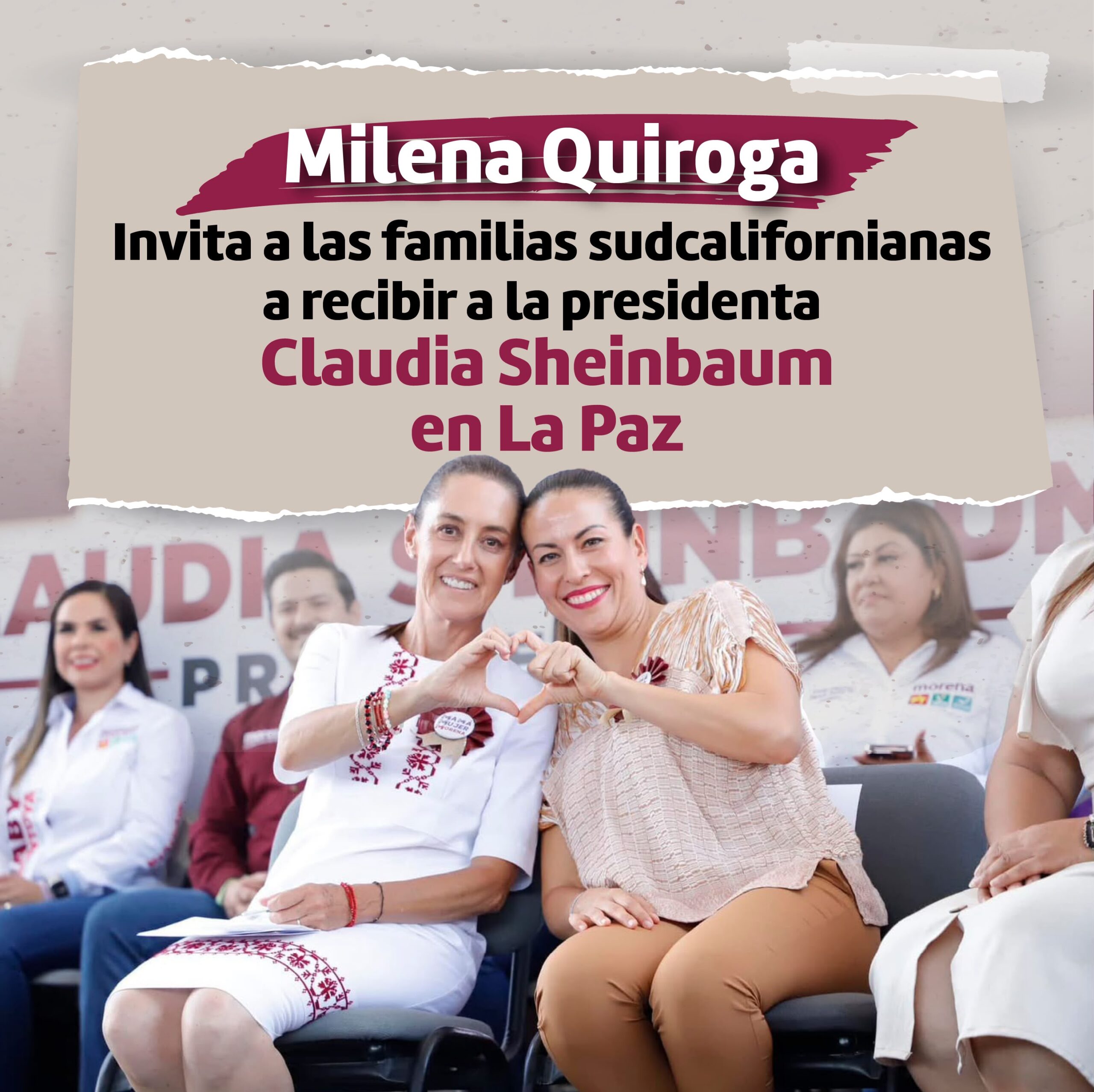 Este domingo, Claudia Sheinbaum estará en La Paz; convocan a encuentro en Palacio de Gobierno